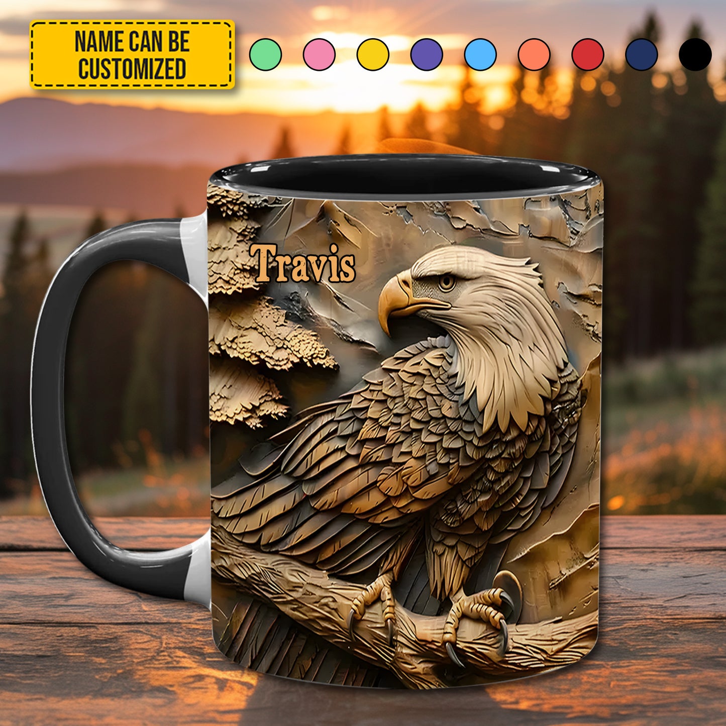 Strong Eagle - Personalized Eagle Accent Mug