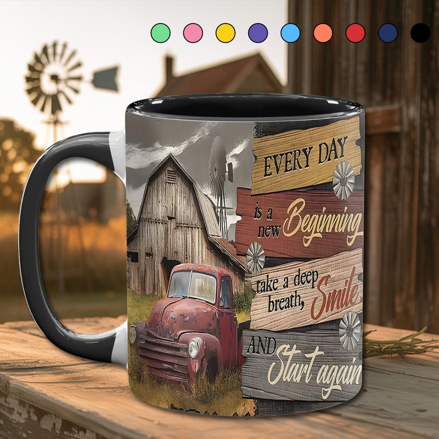 Everyday Is A New Beginning - Country Truck Accent Mug