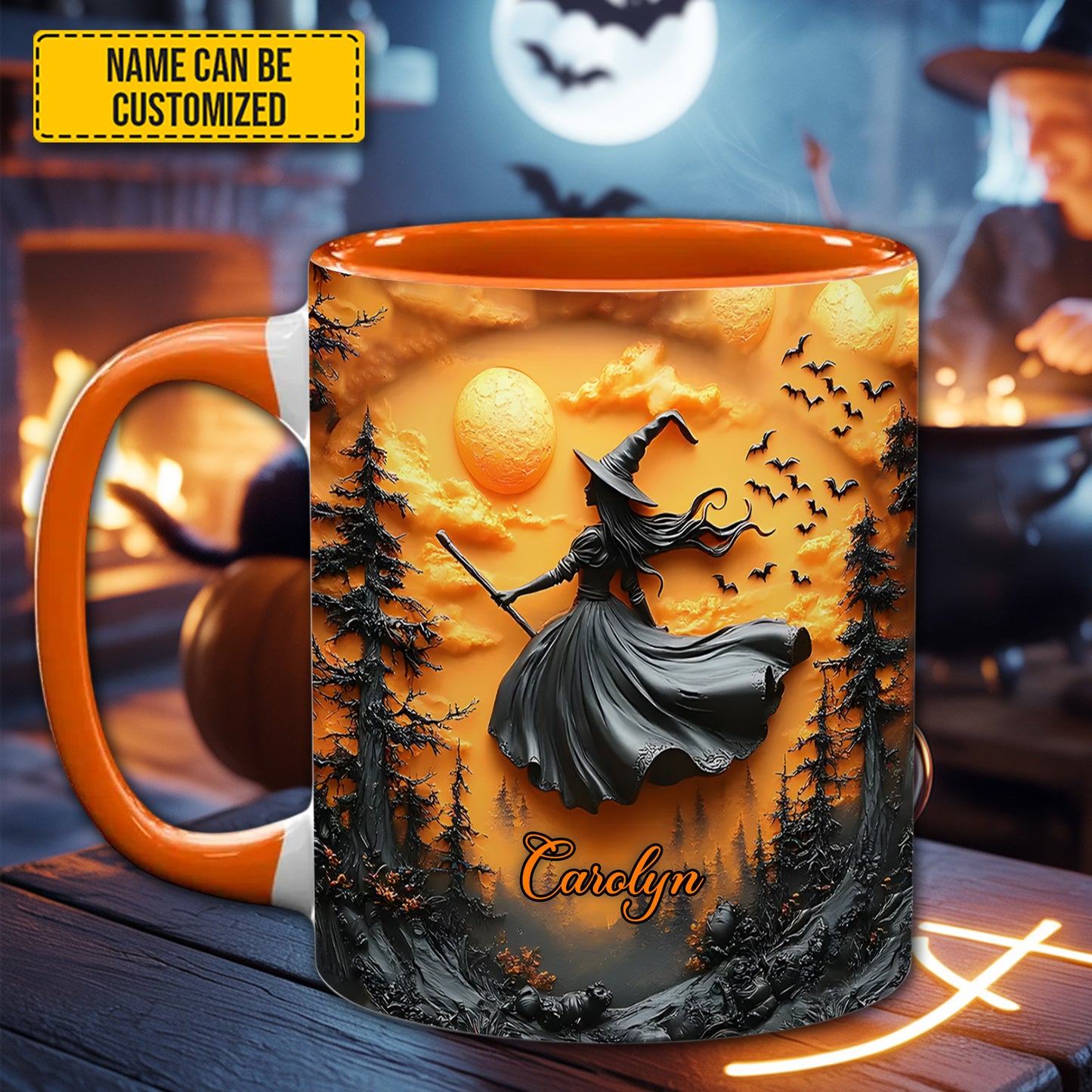 Flying Witch - Personalized Witch Accent Mug