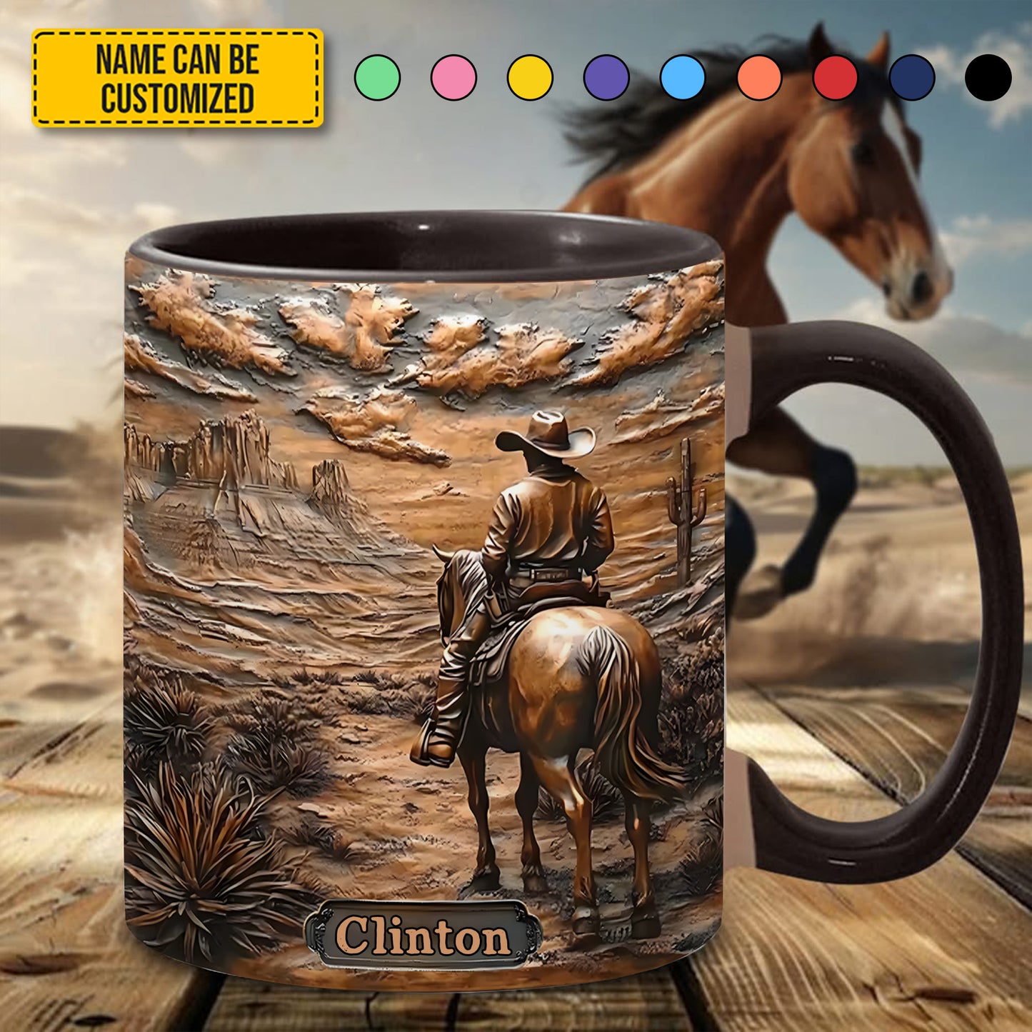 Cowboy & Horse - Personalized Accent Mug