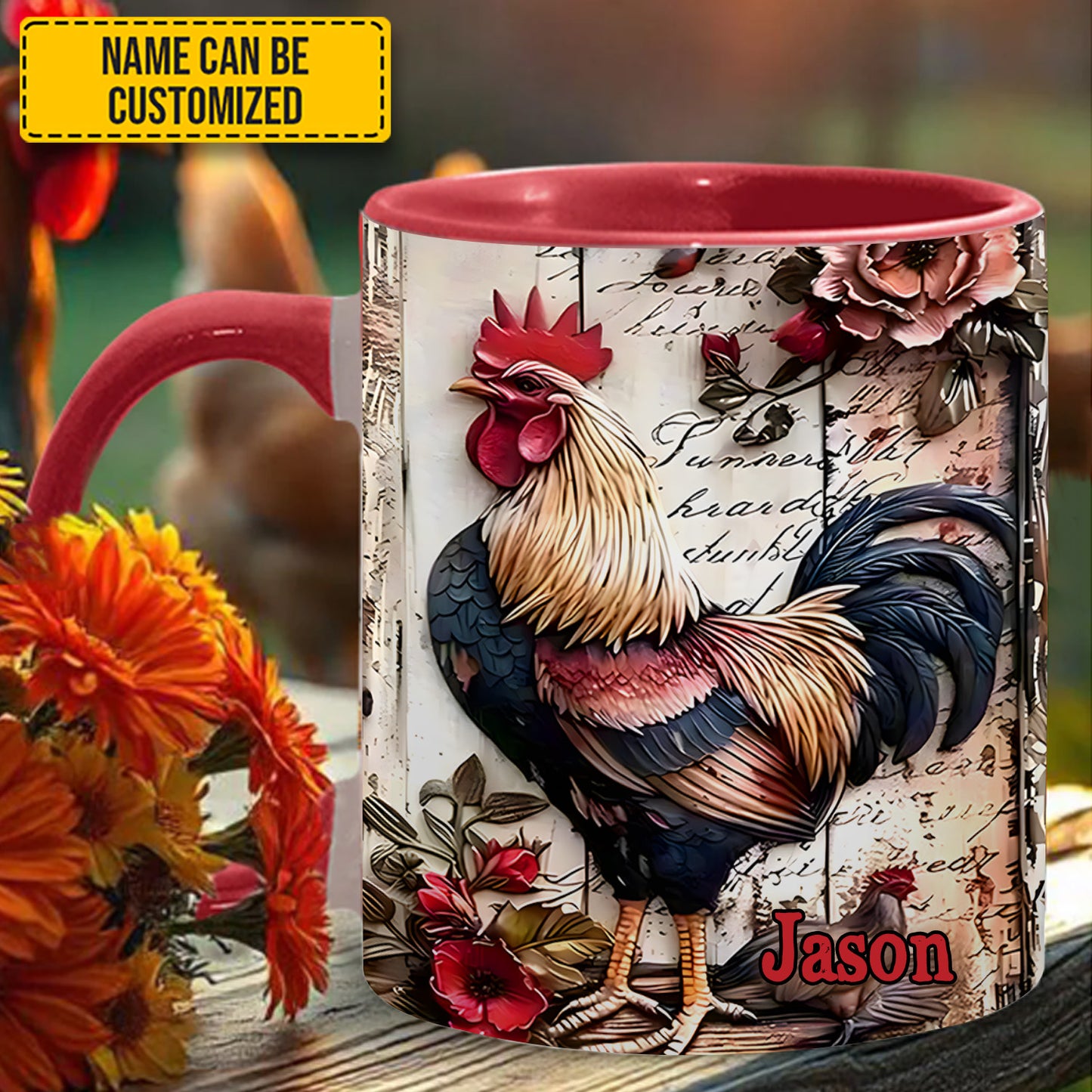 Rooster Farmhouse – Personalized Chicken Accent Mug