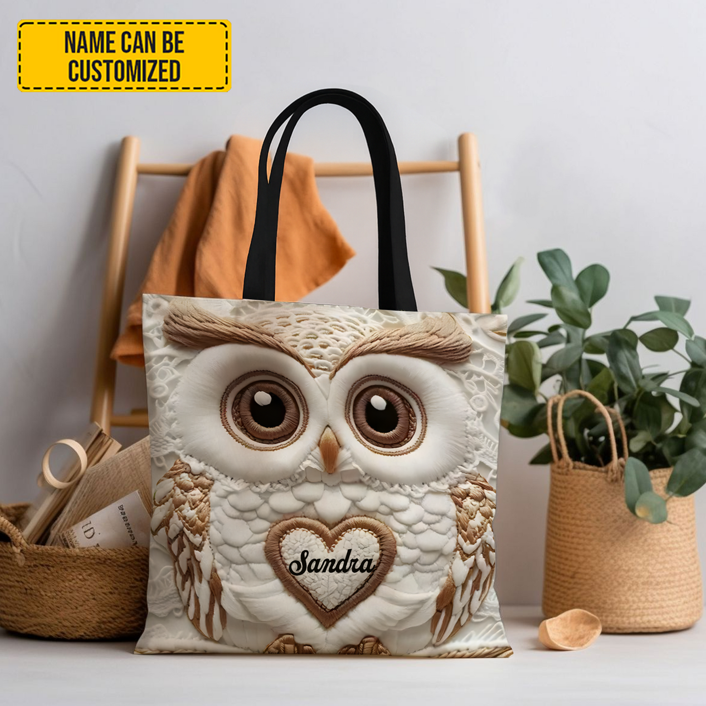 Beautiful Owl - Personalized Owl Tote Bag