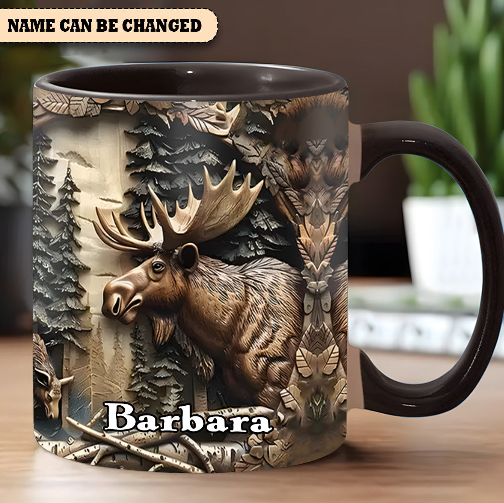 Vintage Moose Wreath Personalized Accent Mug – Rustic Gift for Mother’s Day & Nature Lovers