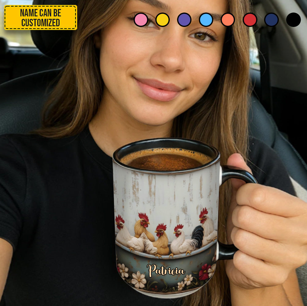 Personalized Farm Chicken Accent Mug