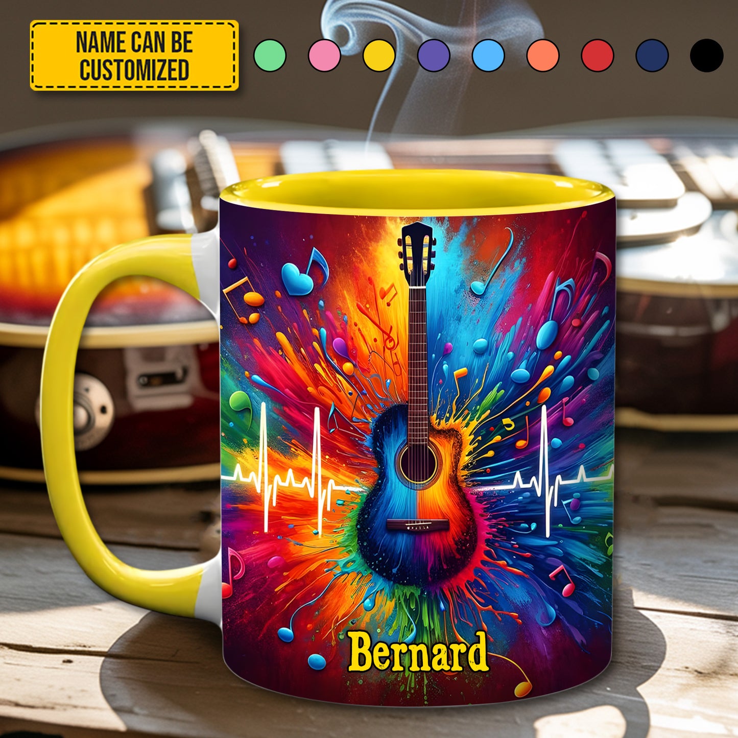 Guitar Colorful - Personalized Guitar Accent Mug
