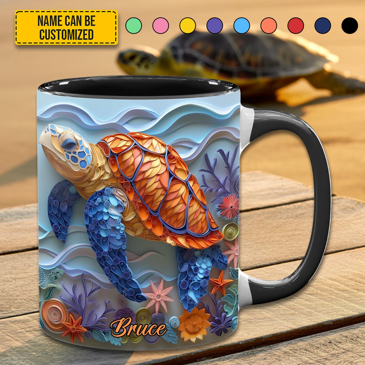 Sea Turtle - Personalized Turtle Accent Mug