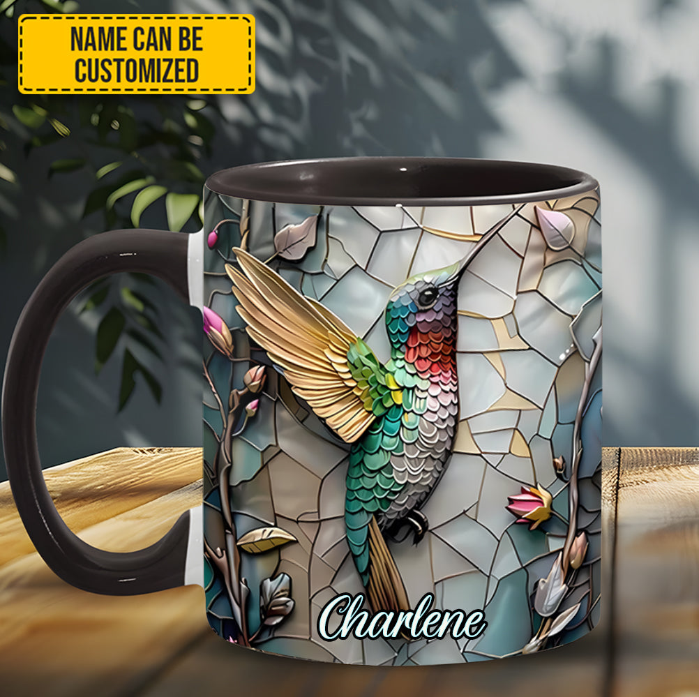 Artistic Hummingbird - Personalized Hummingbird Accent Mug
