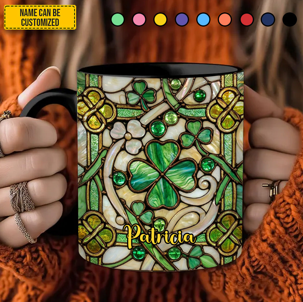 Personalized St Patrick Day Shamrock Accent Mug