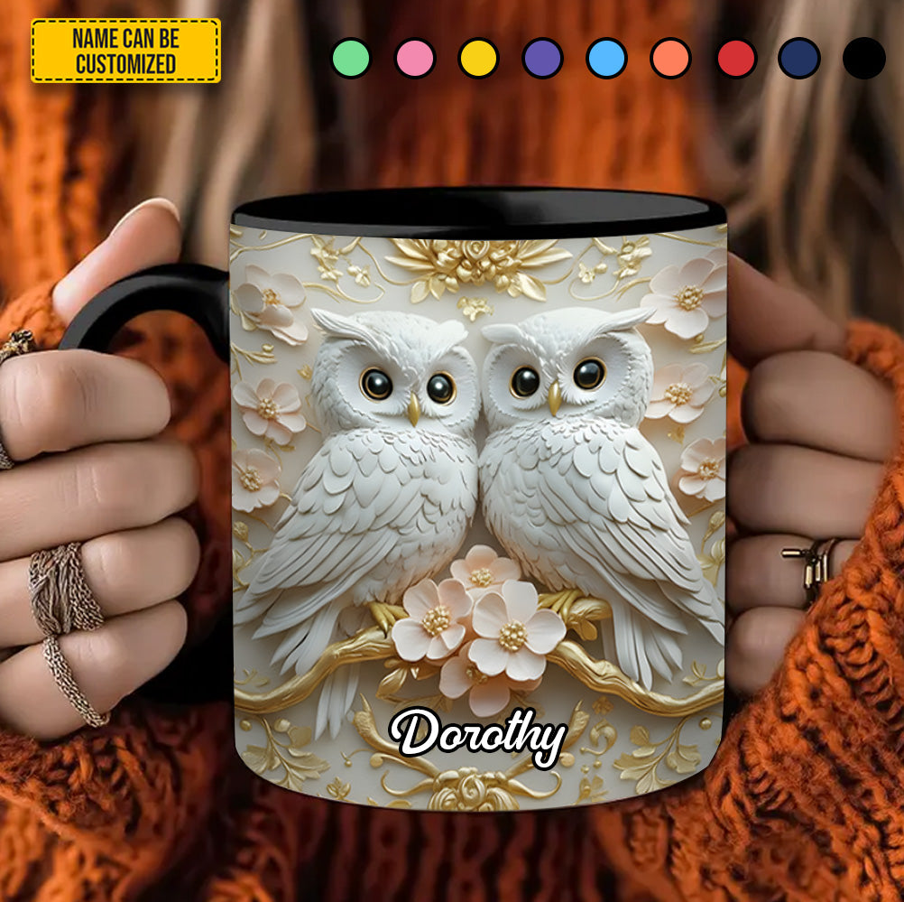 Cute Couple Owl - Personalized Owl Accent Mug