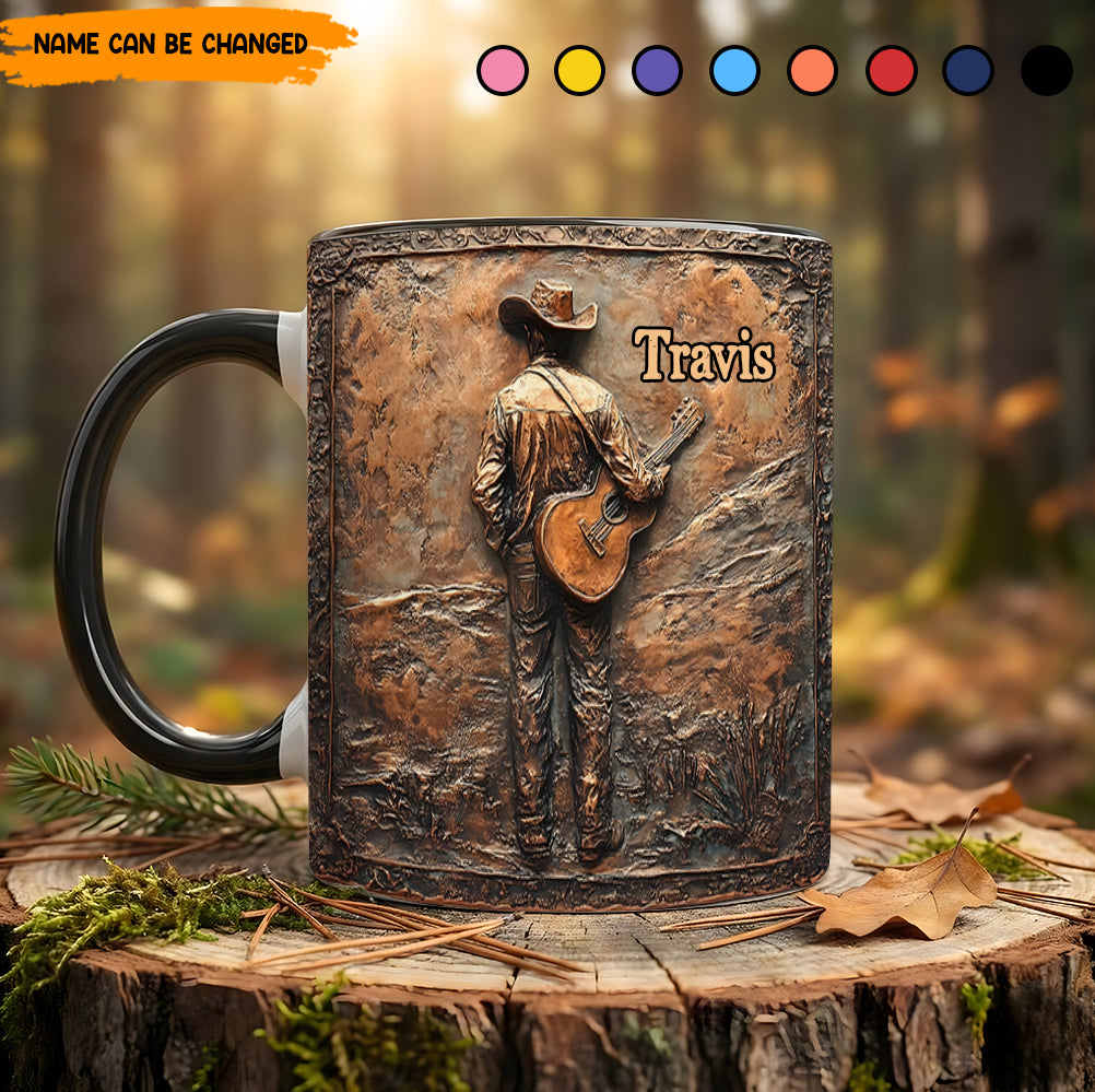 Rustic Guitar Cowboy – Personalized Accent Mug