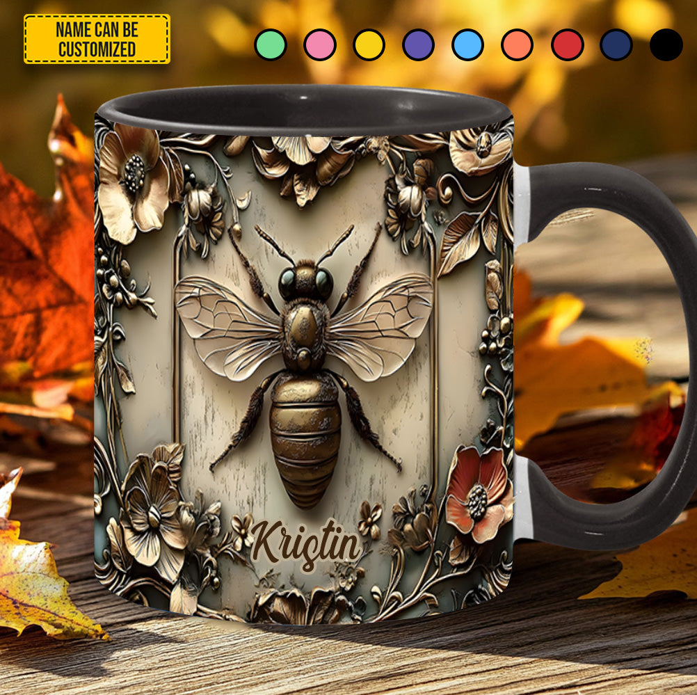 Personalized Vinatge Bee Accent Mug