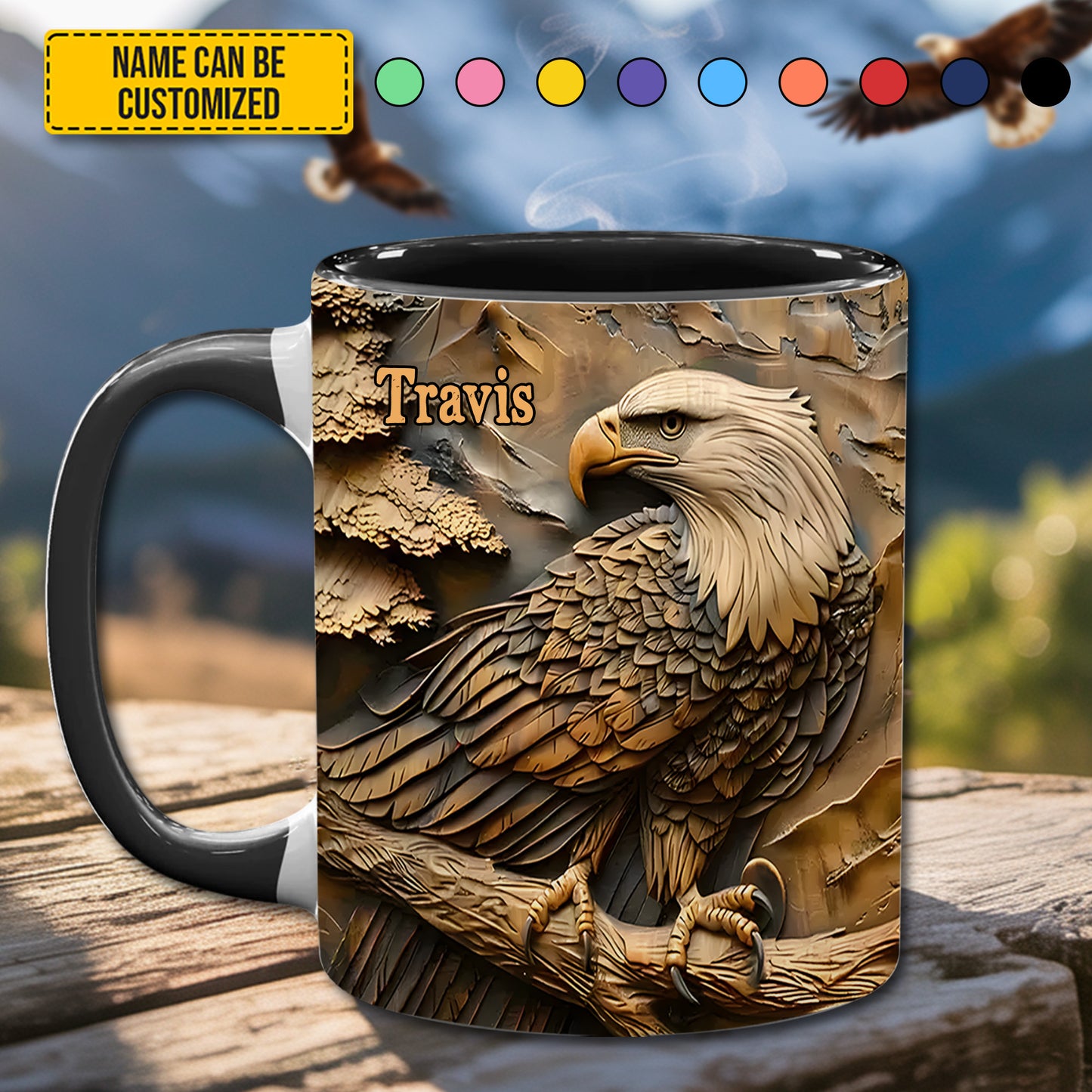 Strong Eagle - Personalized Eagle Accent Mug