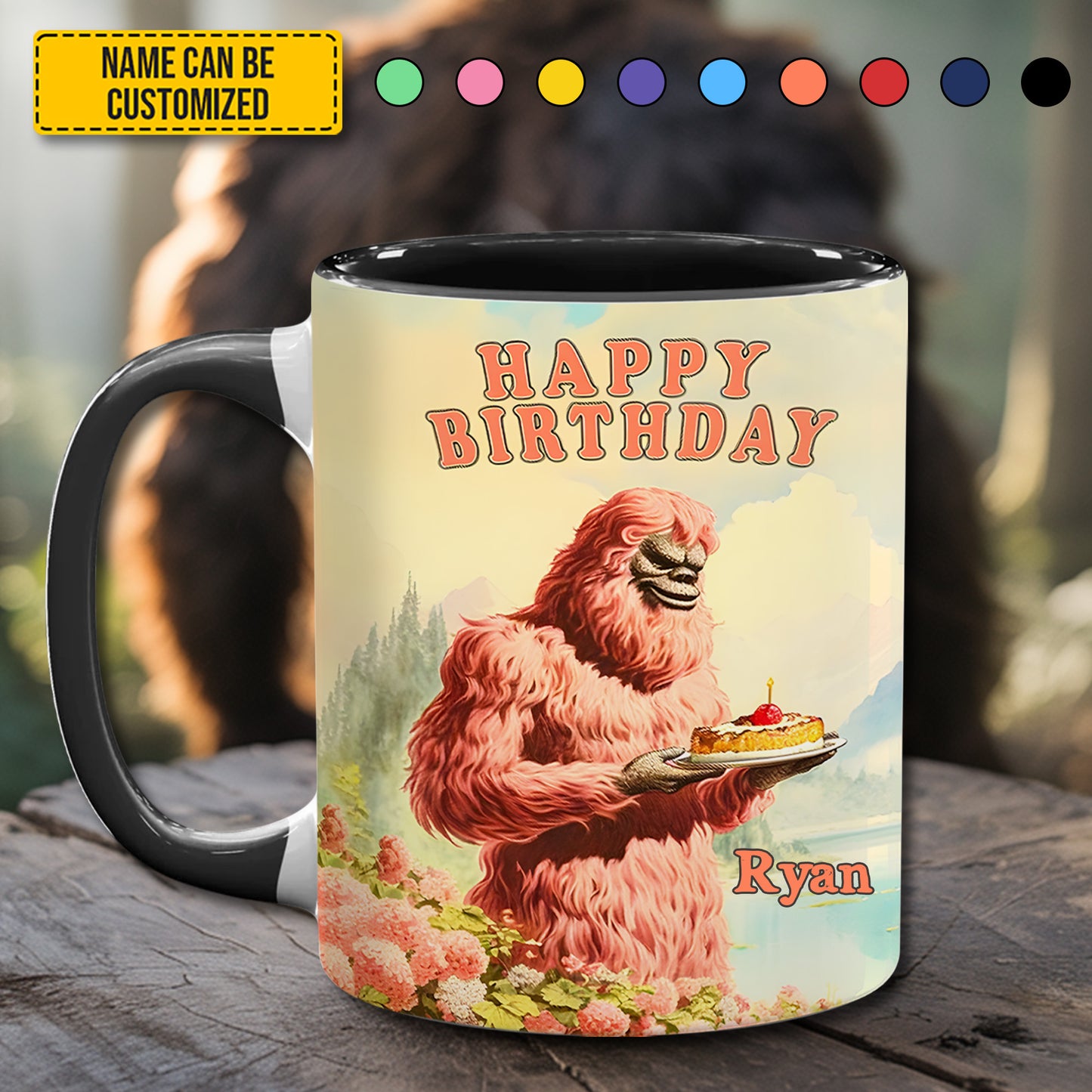 BigFoot Happy Birthday Lovers – Personalized Bigfoot Accent Mug