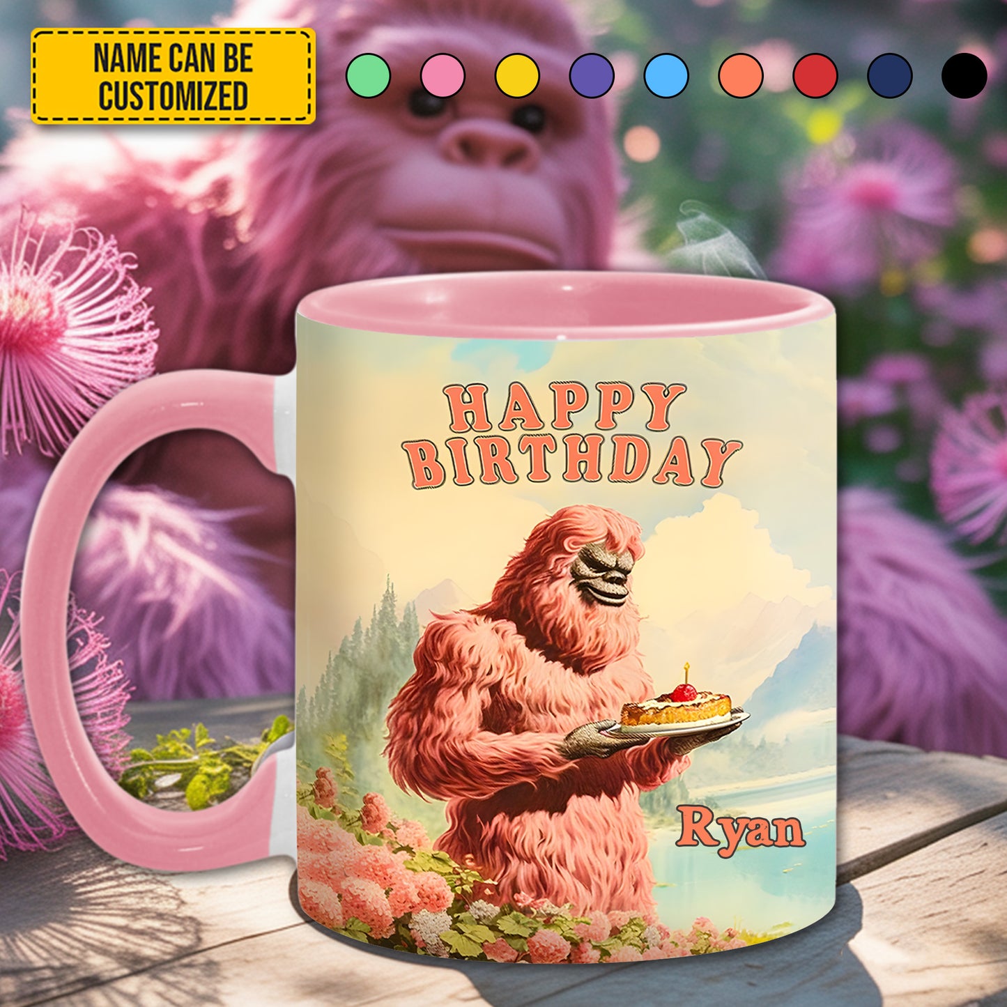 BigFoot Happy Birthday Lovers – Personalized Bigfoot Accent Mug