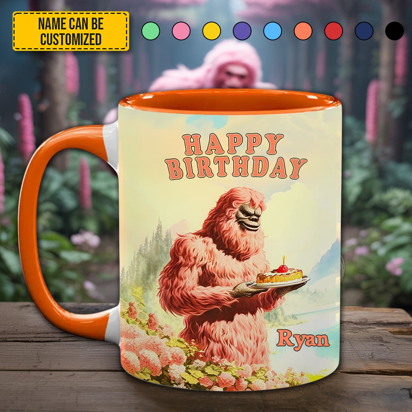 BigFoot Happy Birthday Lovers – Personalized Bigfoot Accent Mug