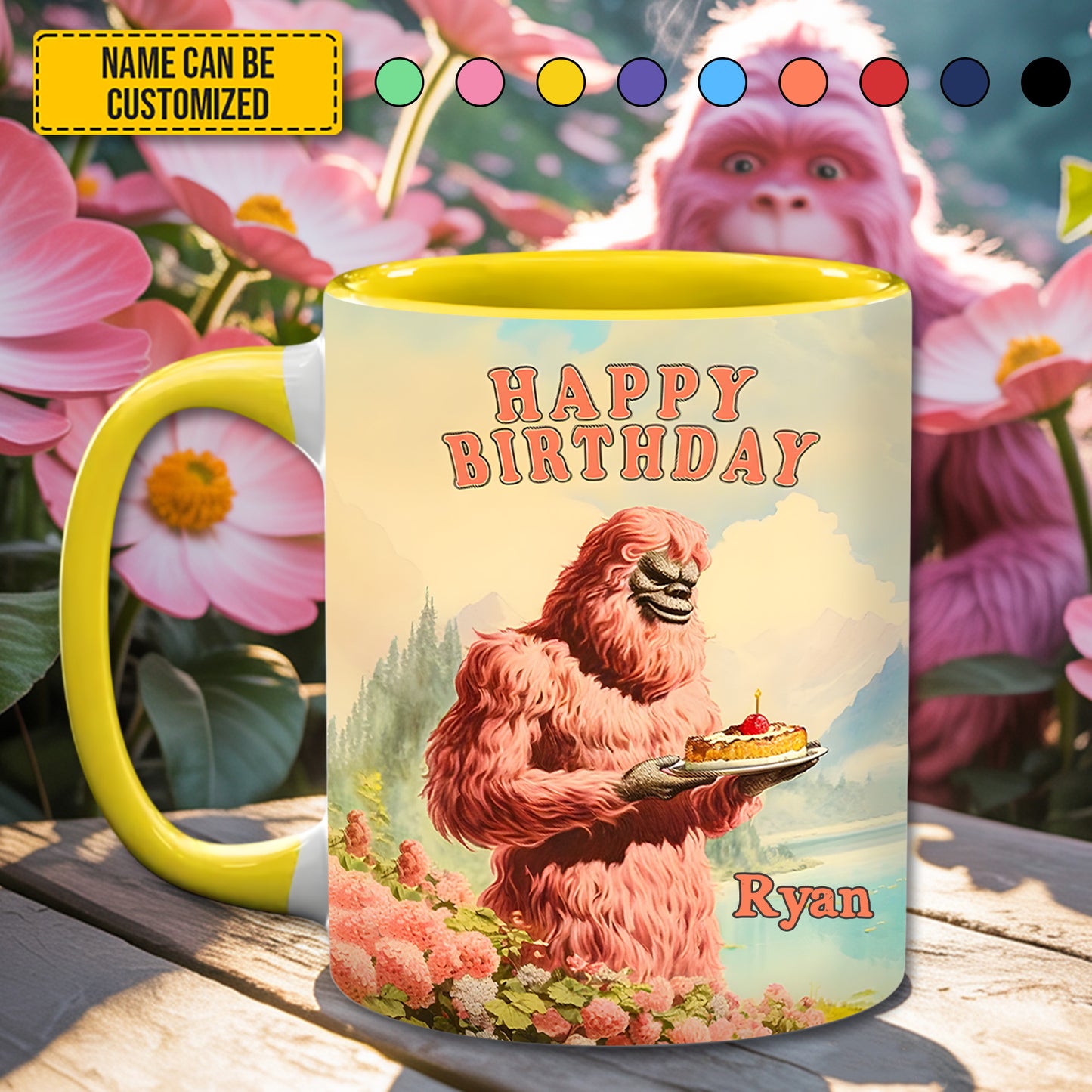 BigFoot Happy Birthday Lovers – Personalized Bigfoot Accent Mug