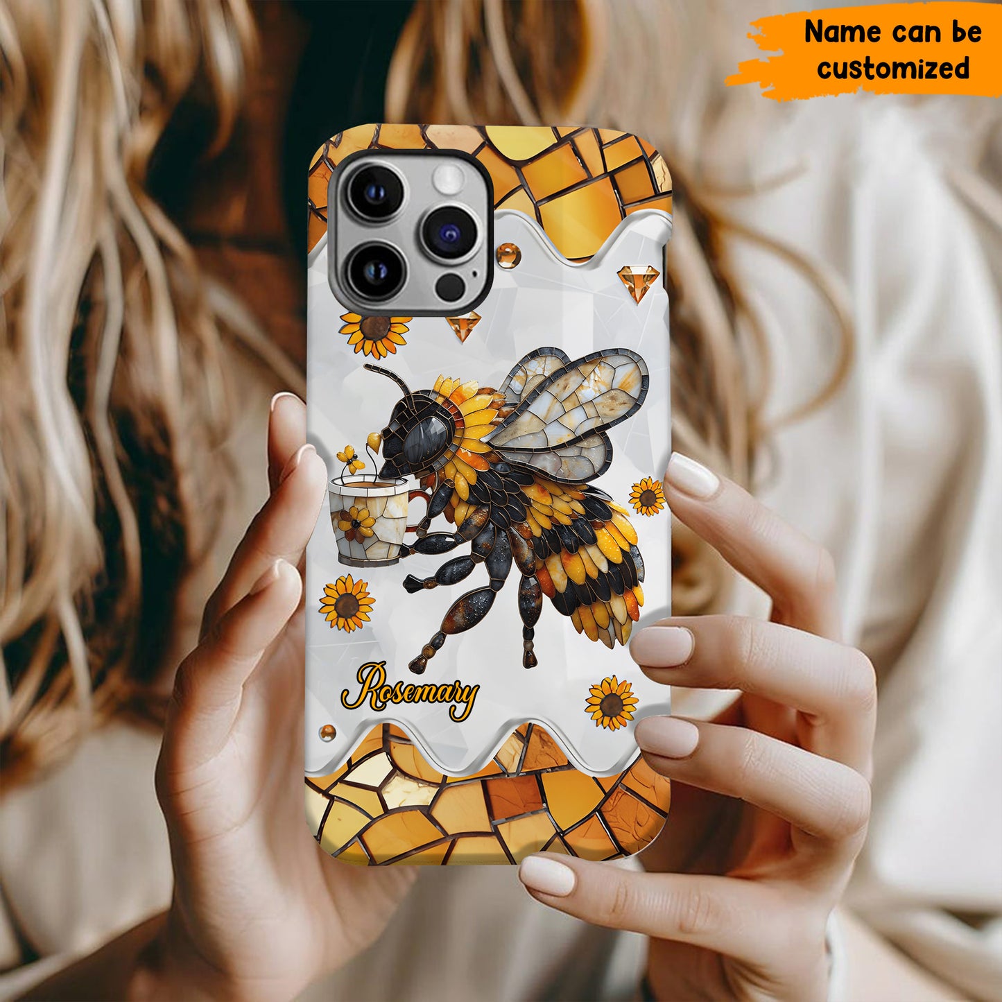 Personalized Stained Glass Bee Phone Case