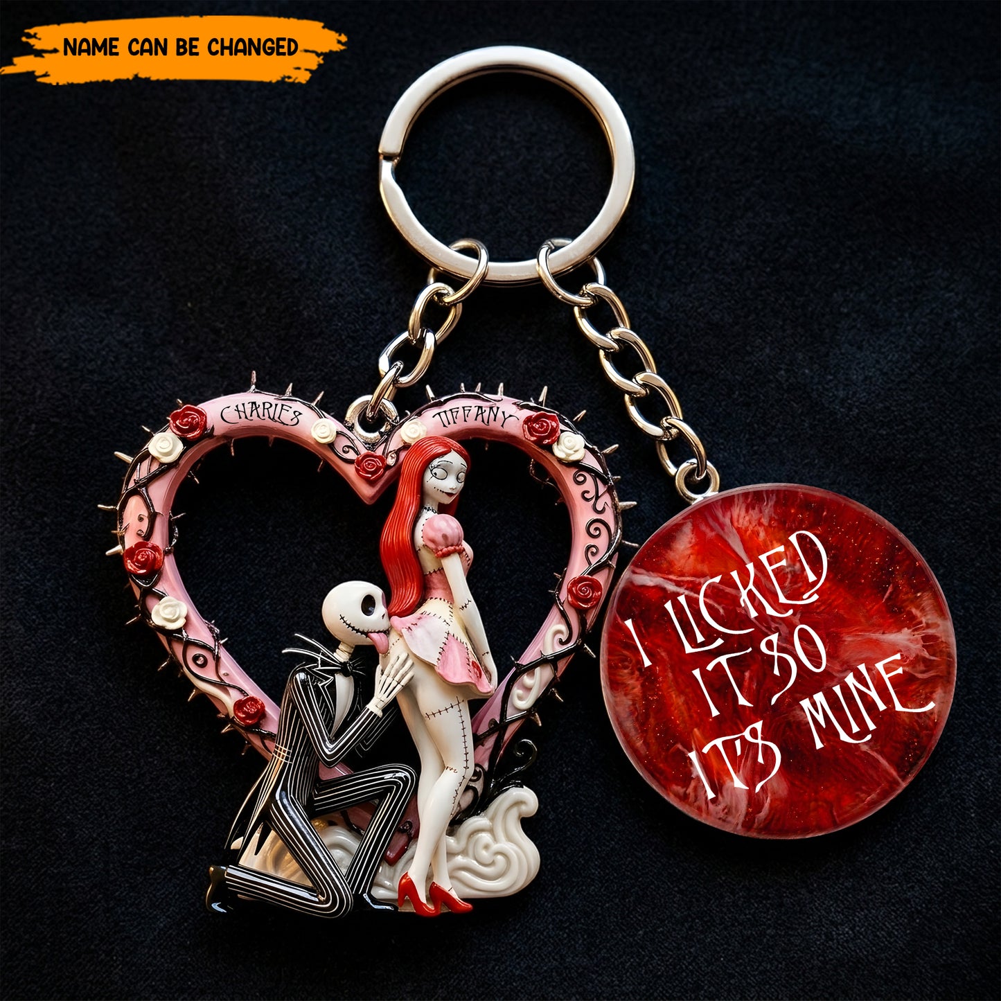 Personalized Gothic Couple Keychain