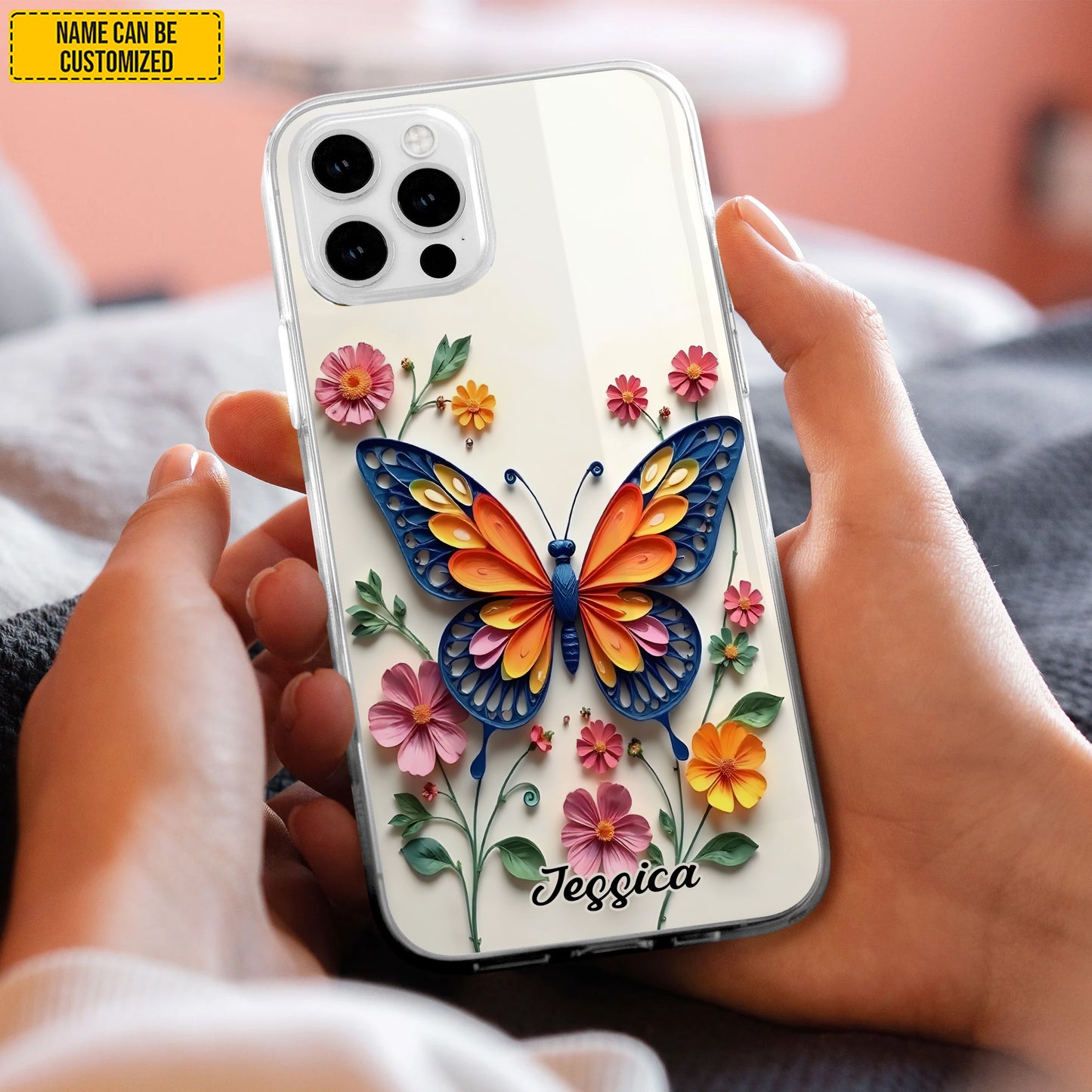 Personalized Butterfly & Floral Phone Case
