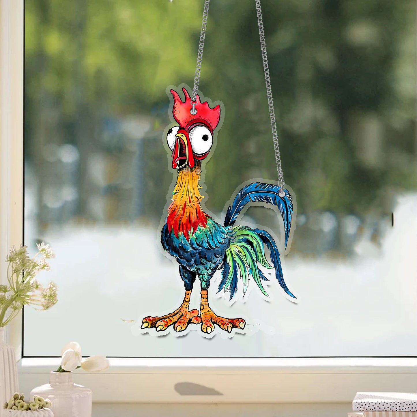 Chicken Cluck Acrylic Window Hanging