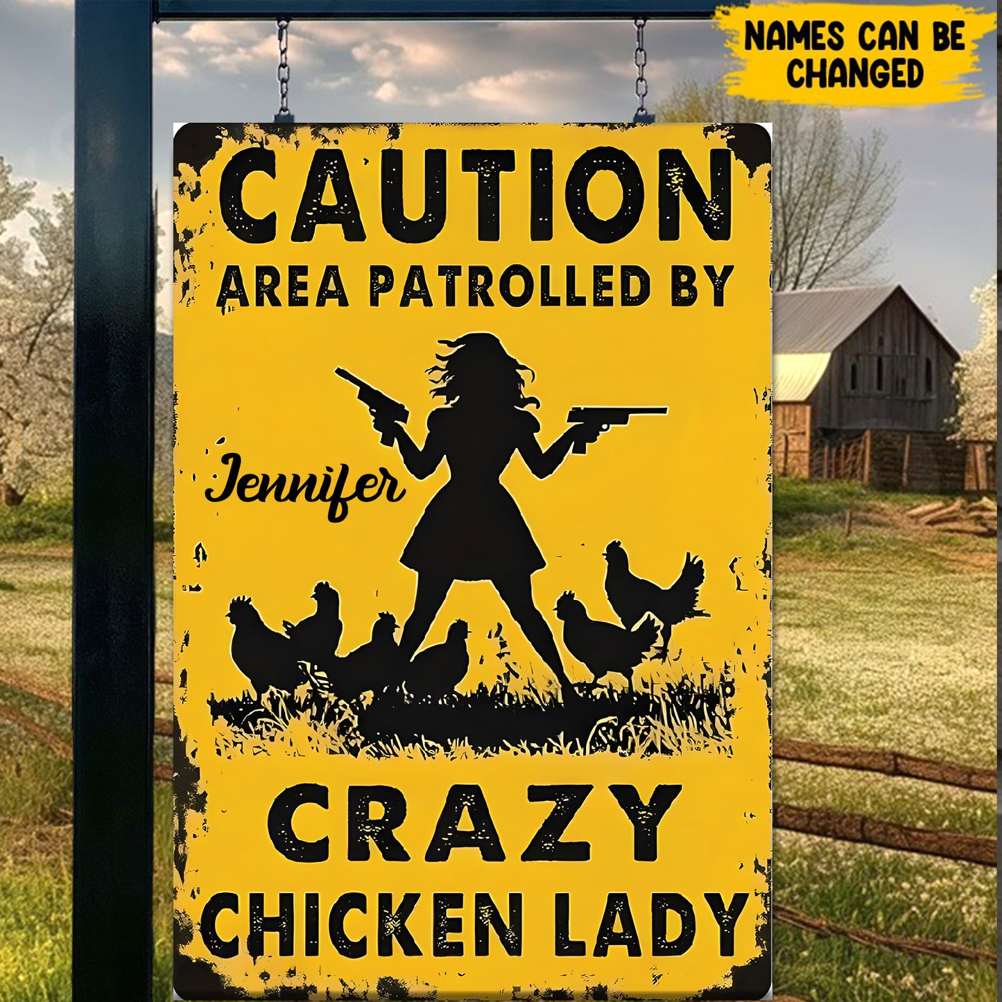 Crazy Chicken Lady - Personalized Metal Sign