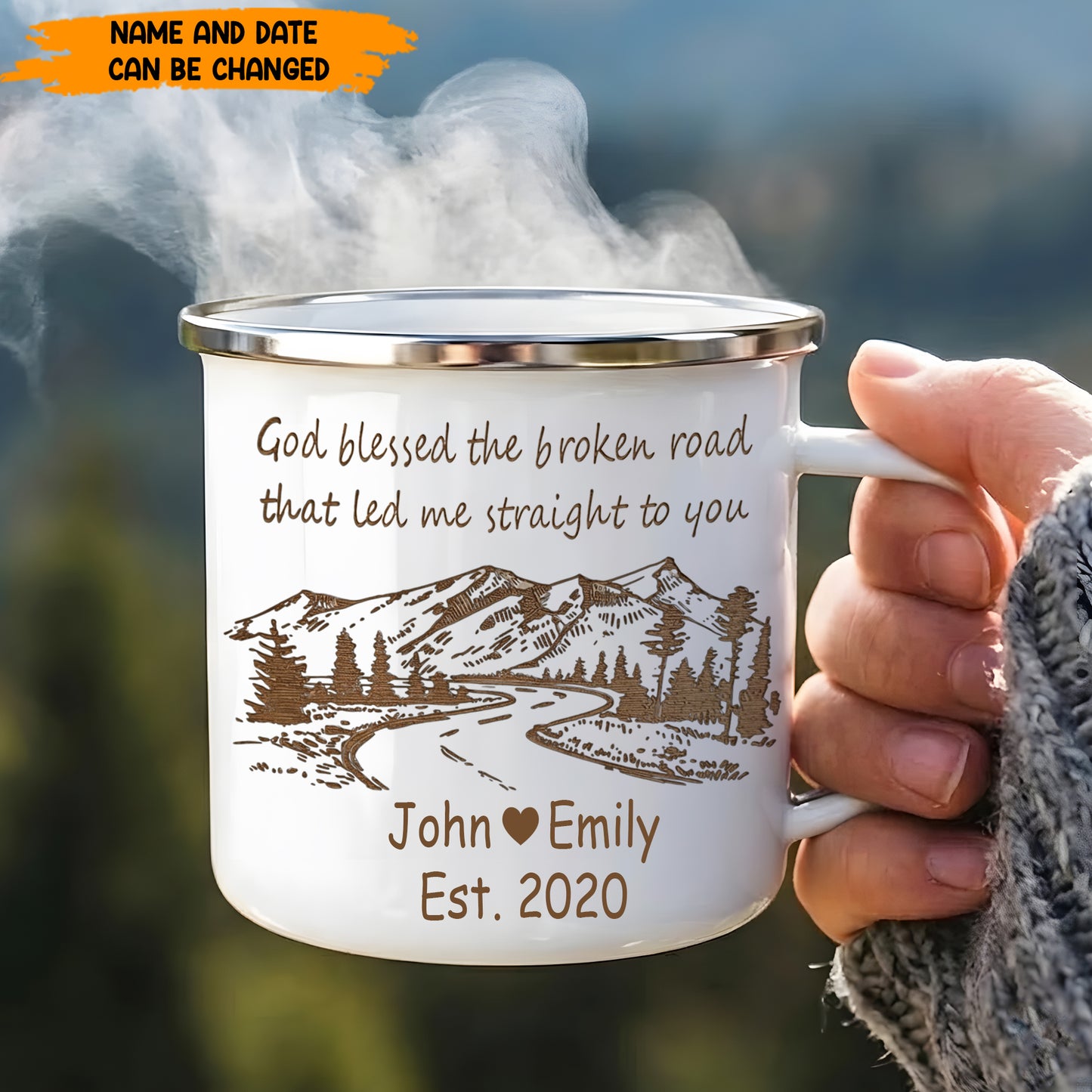 God Blessed The Brocken Road - Personalized Enamel Mug