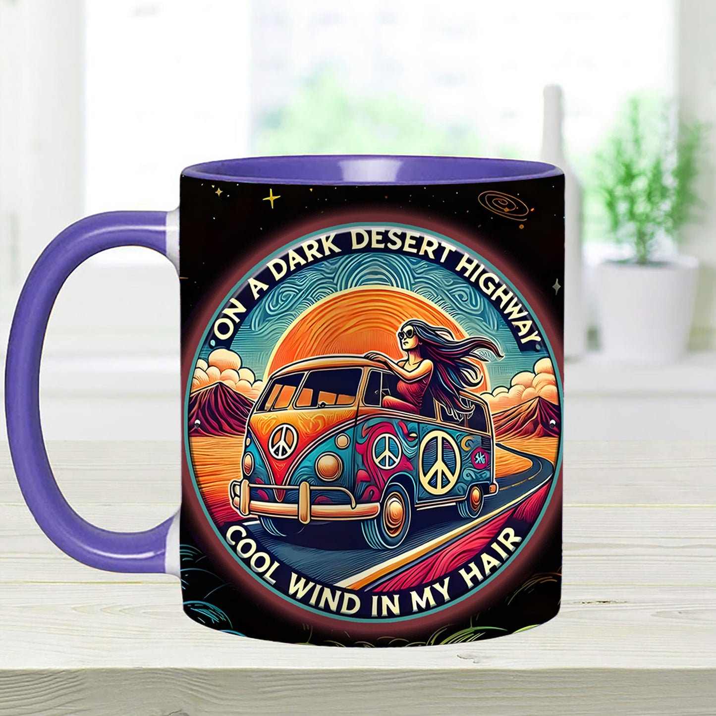 On a Dark Desert Highway - Personalized Accent Mug