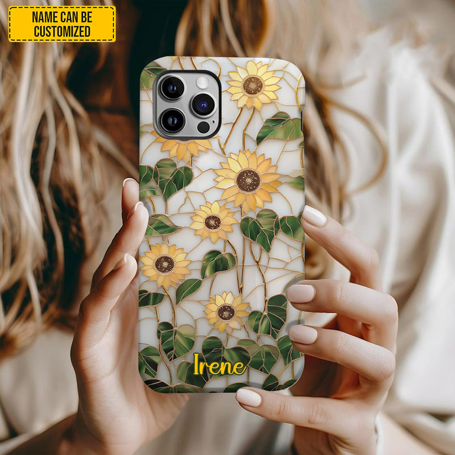 Sunflower Stained Glass - Personalized Phone Case