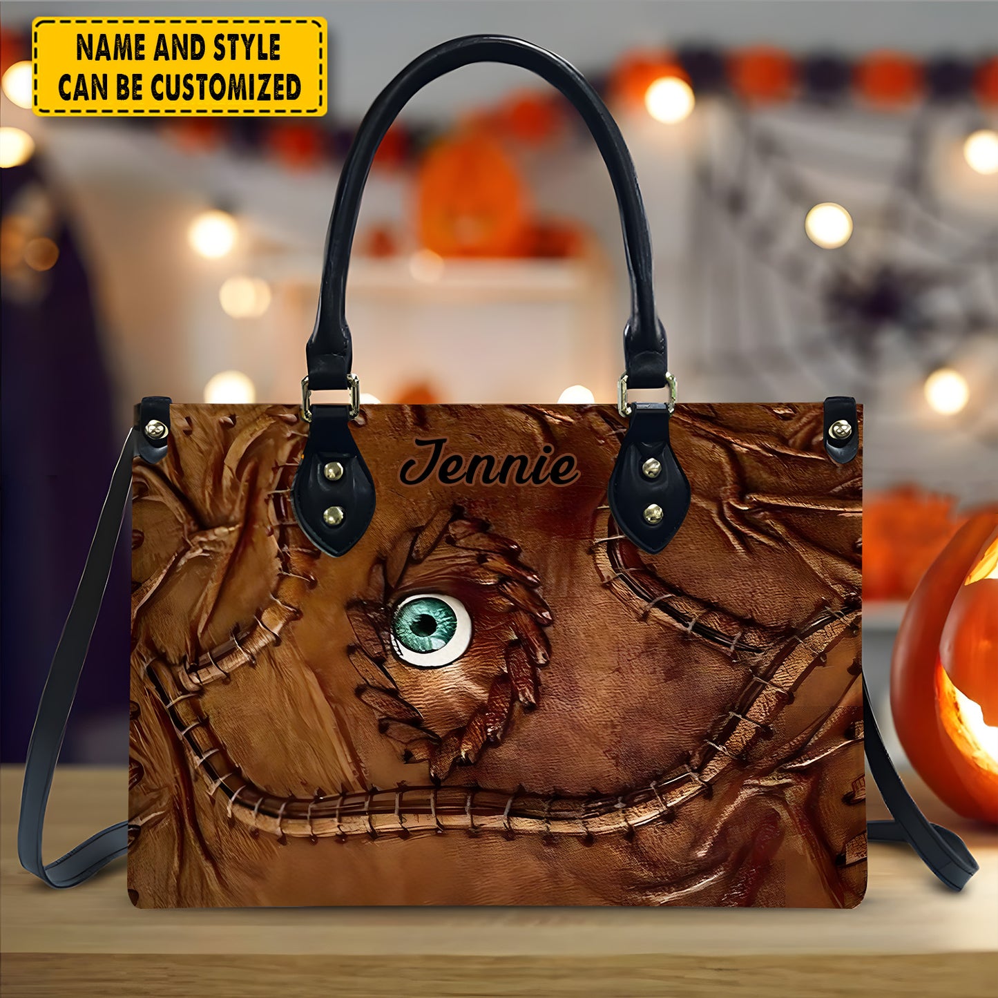 Halloween Book Of Spells Leather Handbag