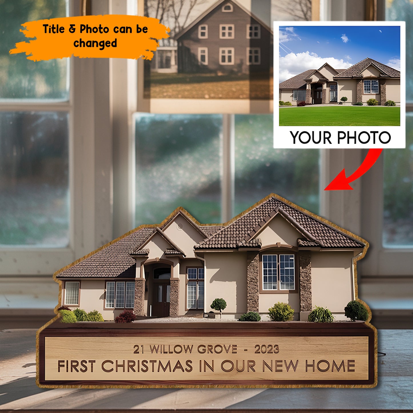 House Acrylic Plaque , Wooden Standee Customized, Personalized Shape