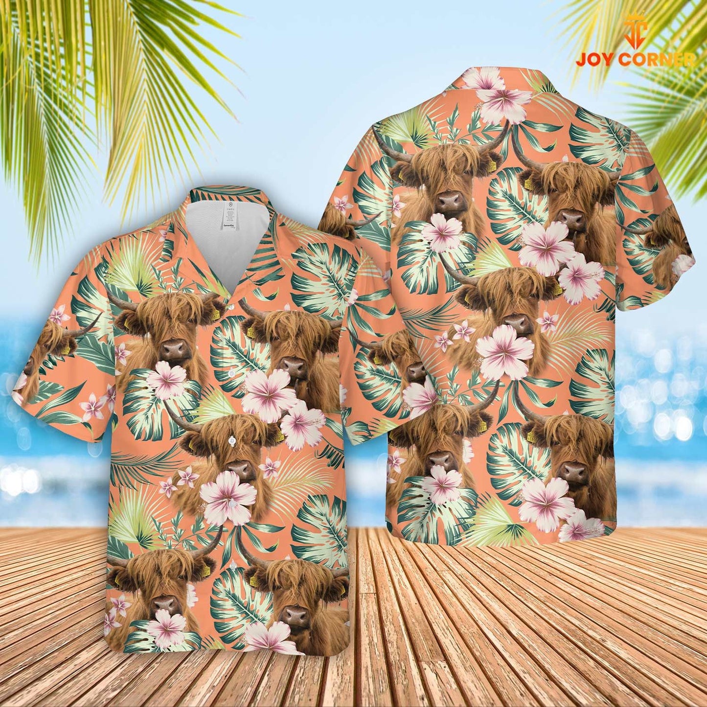 Highland Cow Embracing Summertime - Highland Cow Hawaiian Shirt