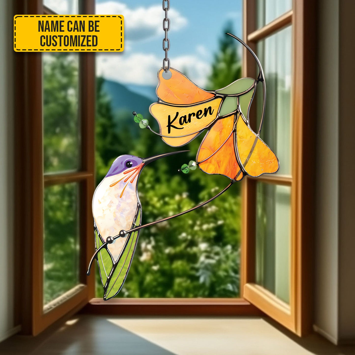 Stunning Humming Bird - Personalized Hummingbird Acrylic Window