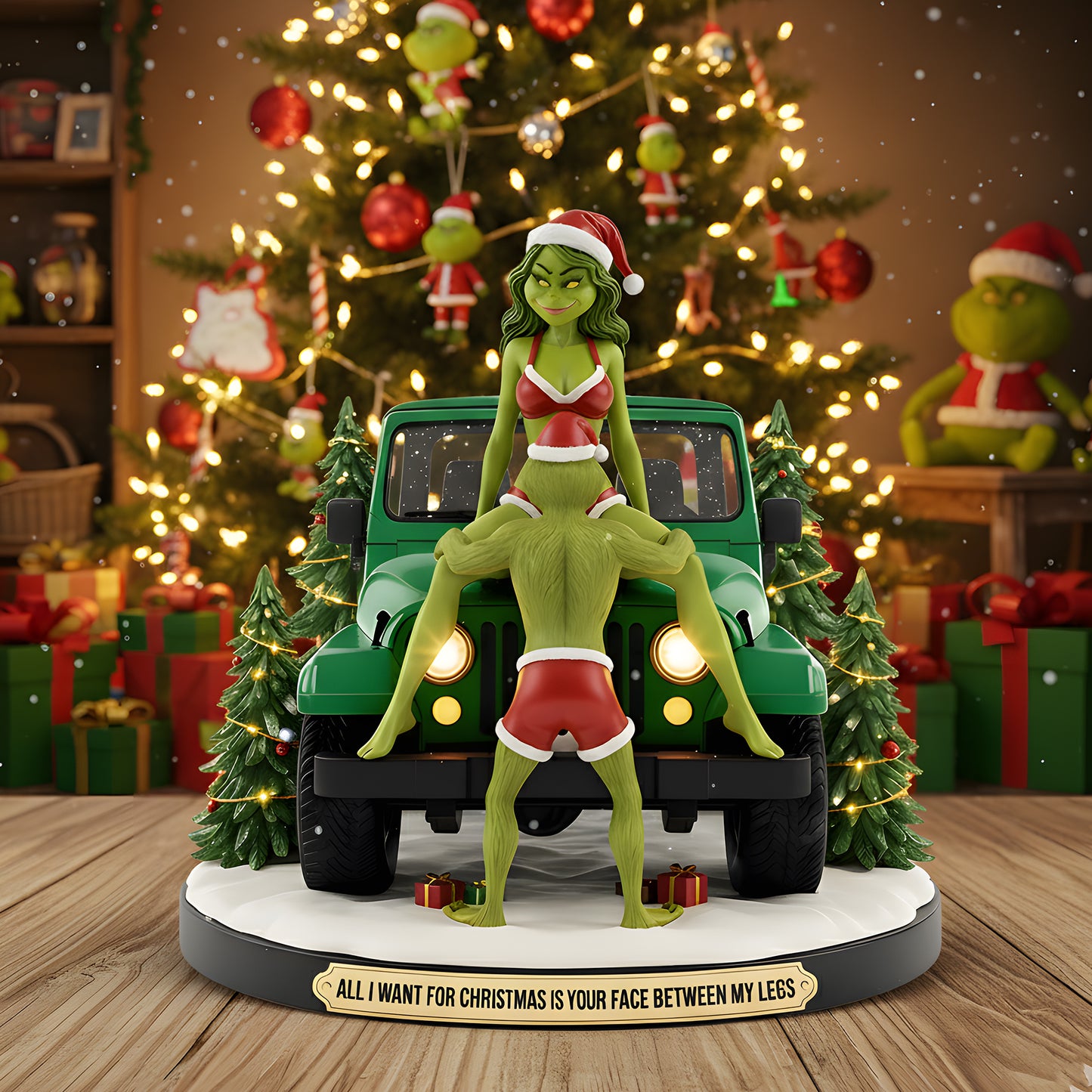 Naughty Green Christmas – Funny Couple Acrylic Plaque