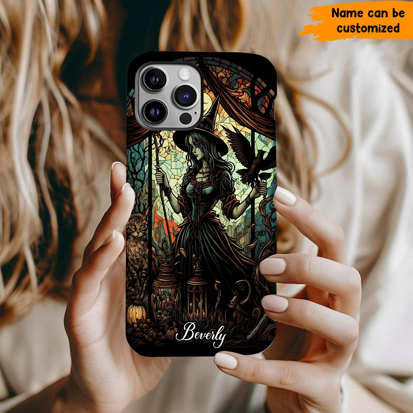 Witch stained glass phone case, Personalized Phone Case