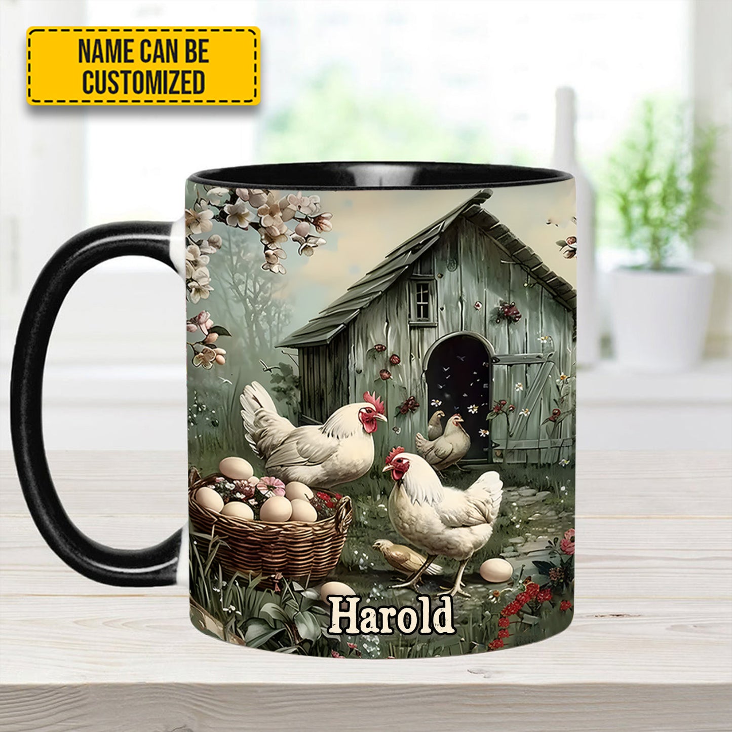Farm Life – Personalized Chicken Accent Mug