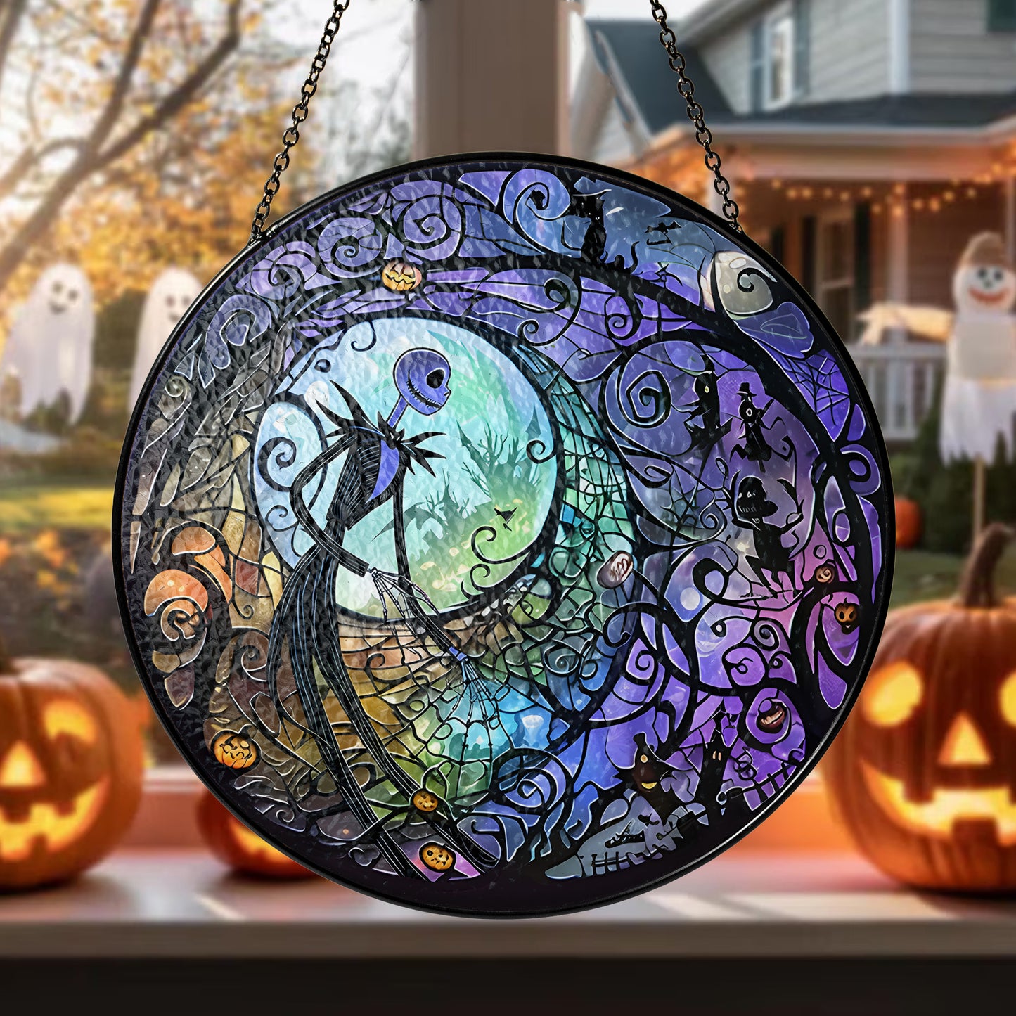 Halloween Night Stained Glass Suncatcher
