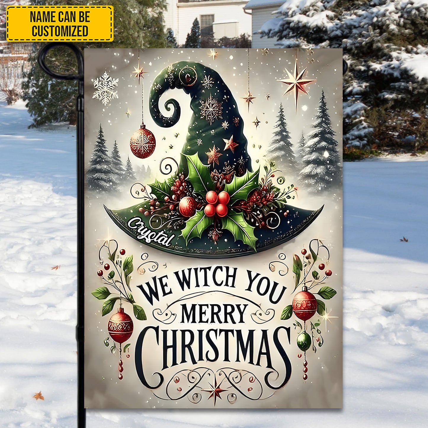 We Witch You Merry Christmas - Personalized Garden Flag, House Flag