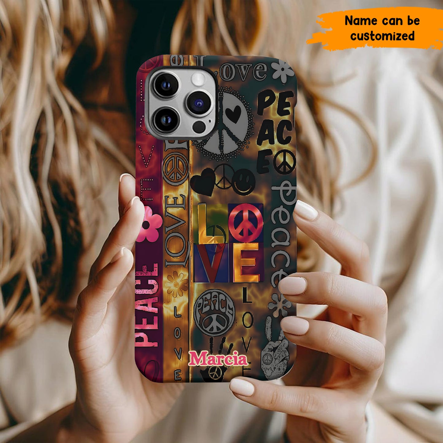 Peace & Love Vibes – Personalized Hippie Phone Case