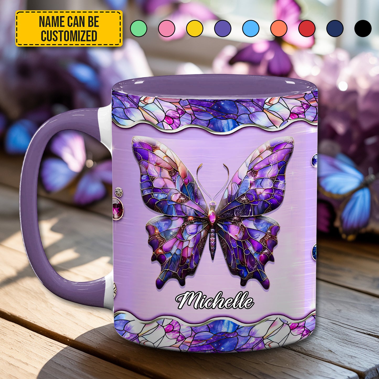 Sparkle Butterfly - Personalized Accent Mug