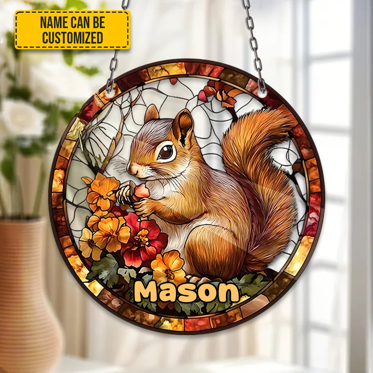 Nature's Embrace – Personalized Squirrel Acrylic Window