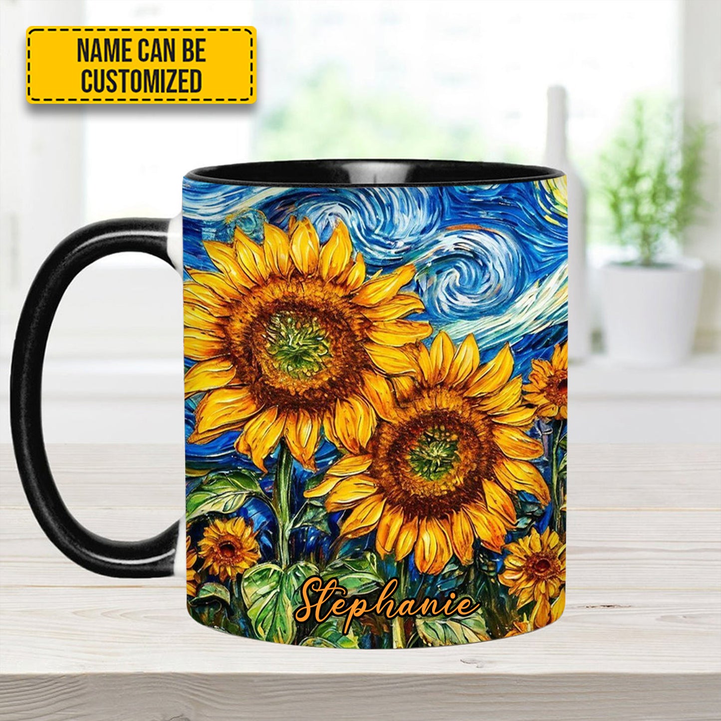 Starry Bloom – Personalized Sunflower Accent Mug