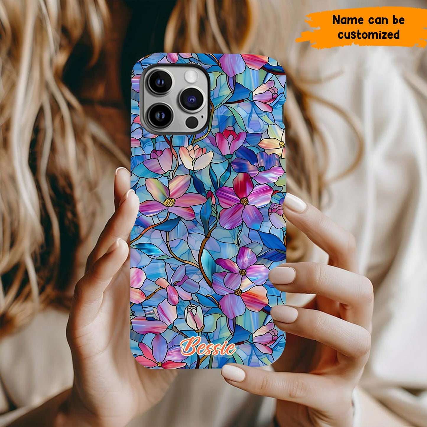 Personalized Stained Glass Floral Phone Case