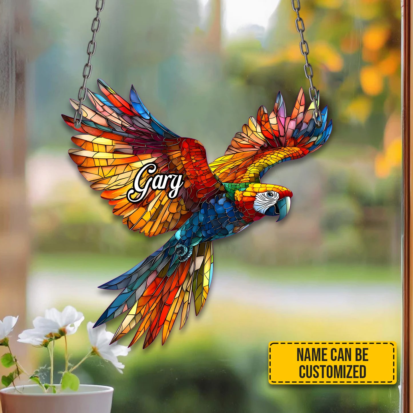 Colorful Flying Parrot - Personalized Acrylic Window