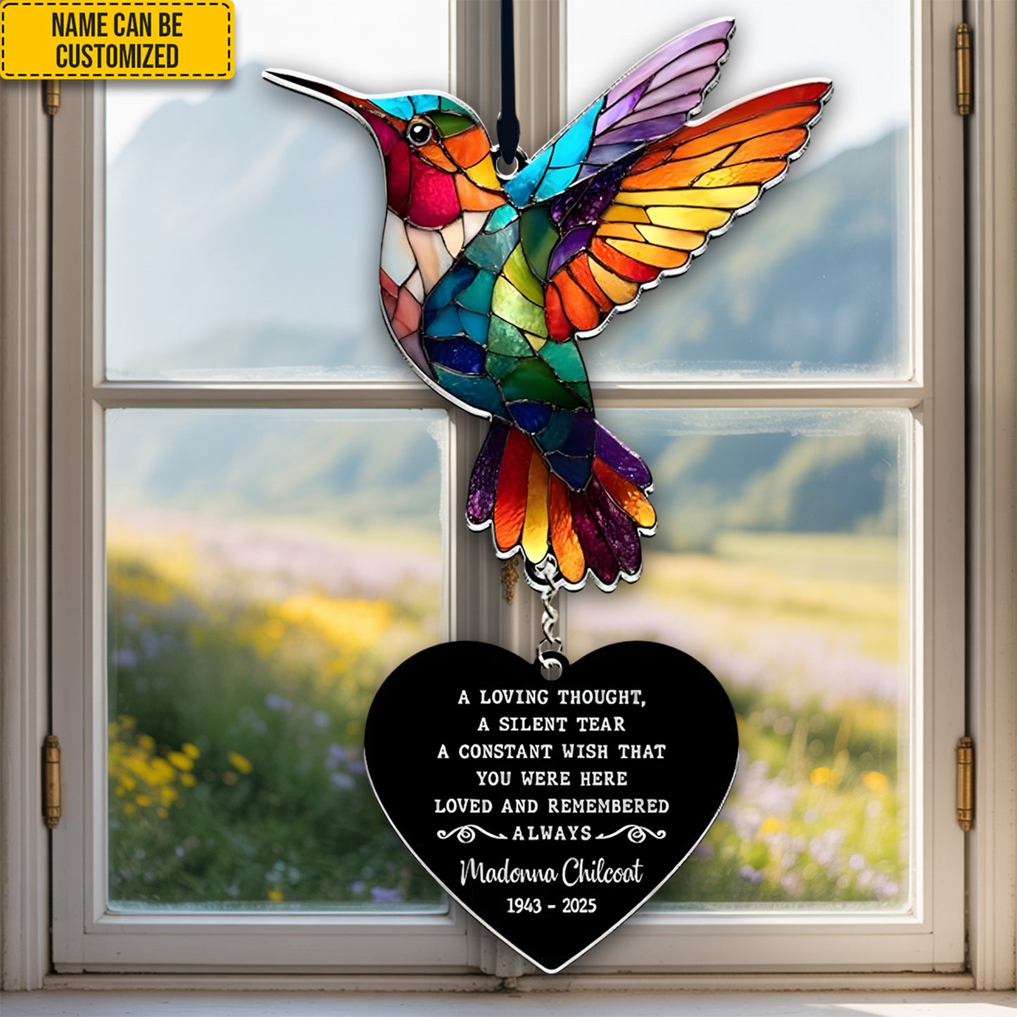 Personalized Hummingbird Memorial Acrylic Window