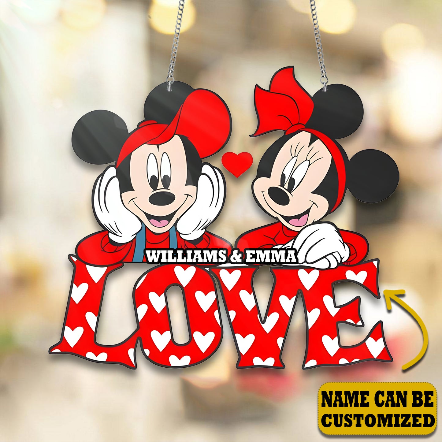 Love, Cute Mouse Couple Acrylic Window, Couple Window Hanging