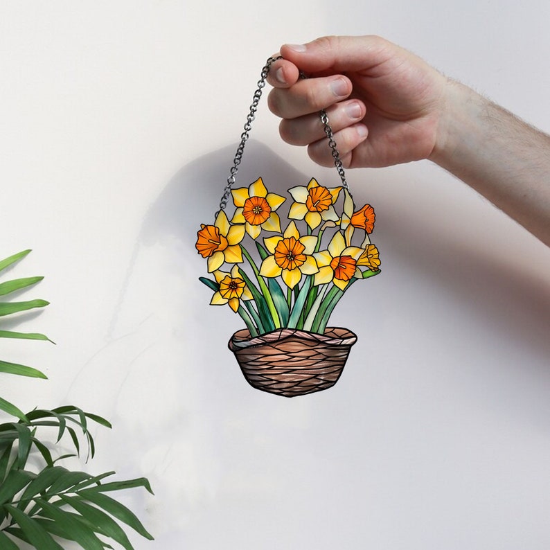 Daffodils Flowers Window Hanging