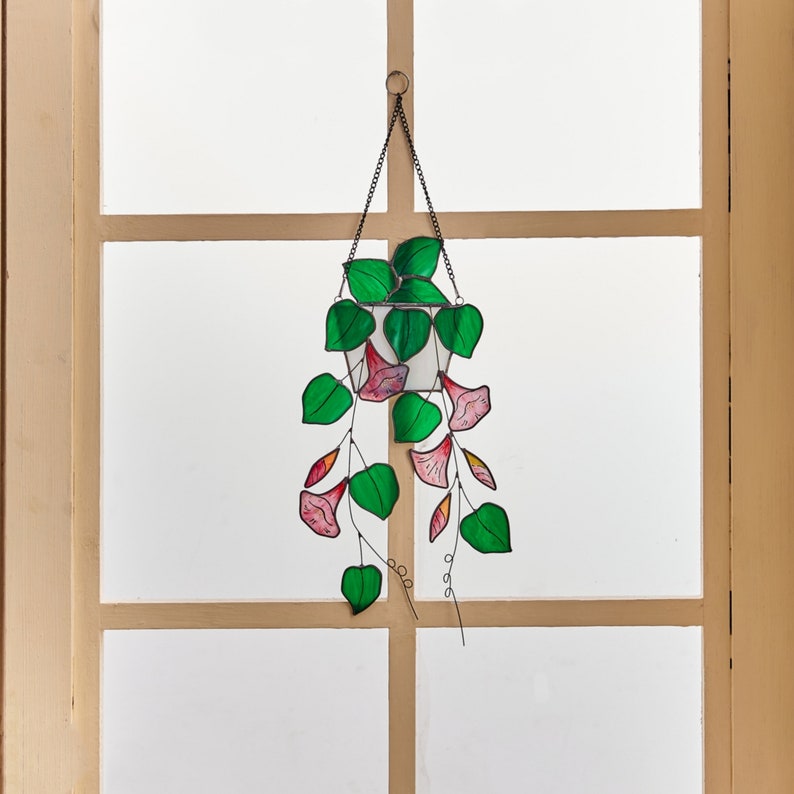 Pink Morning Glory Flower Window Hanging Acrylic
