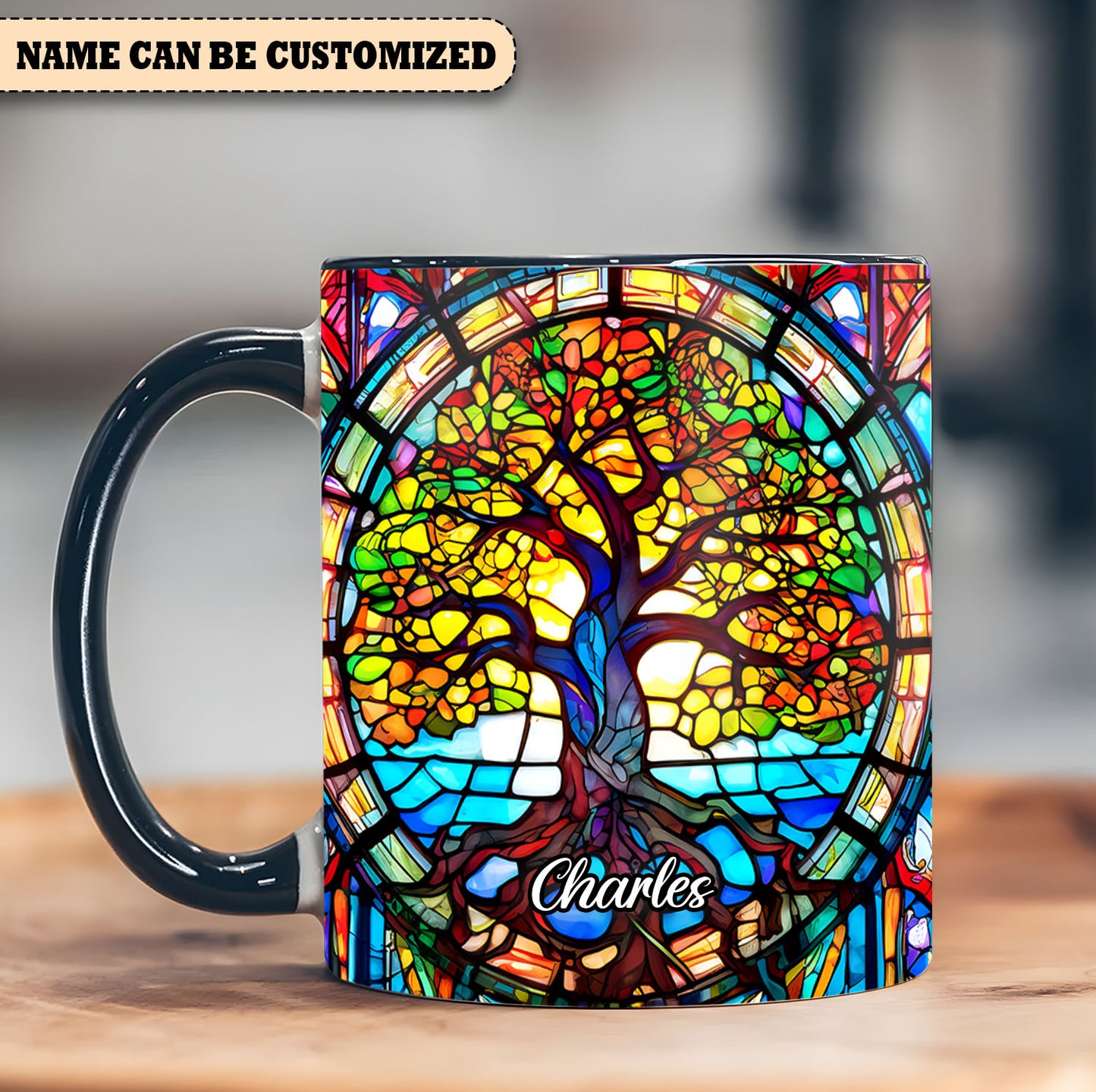 Colorful Tree Of Life - Personalized Hippie Accent Mug