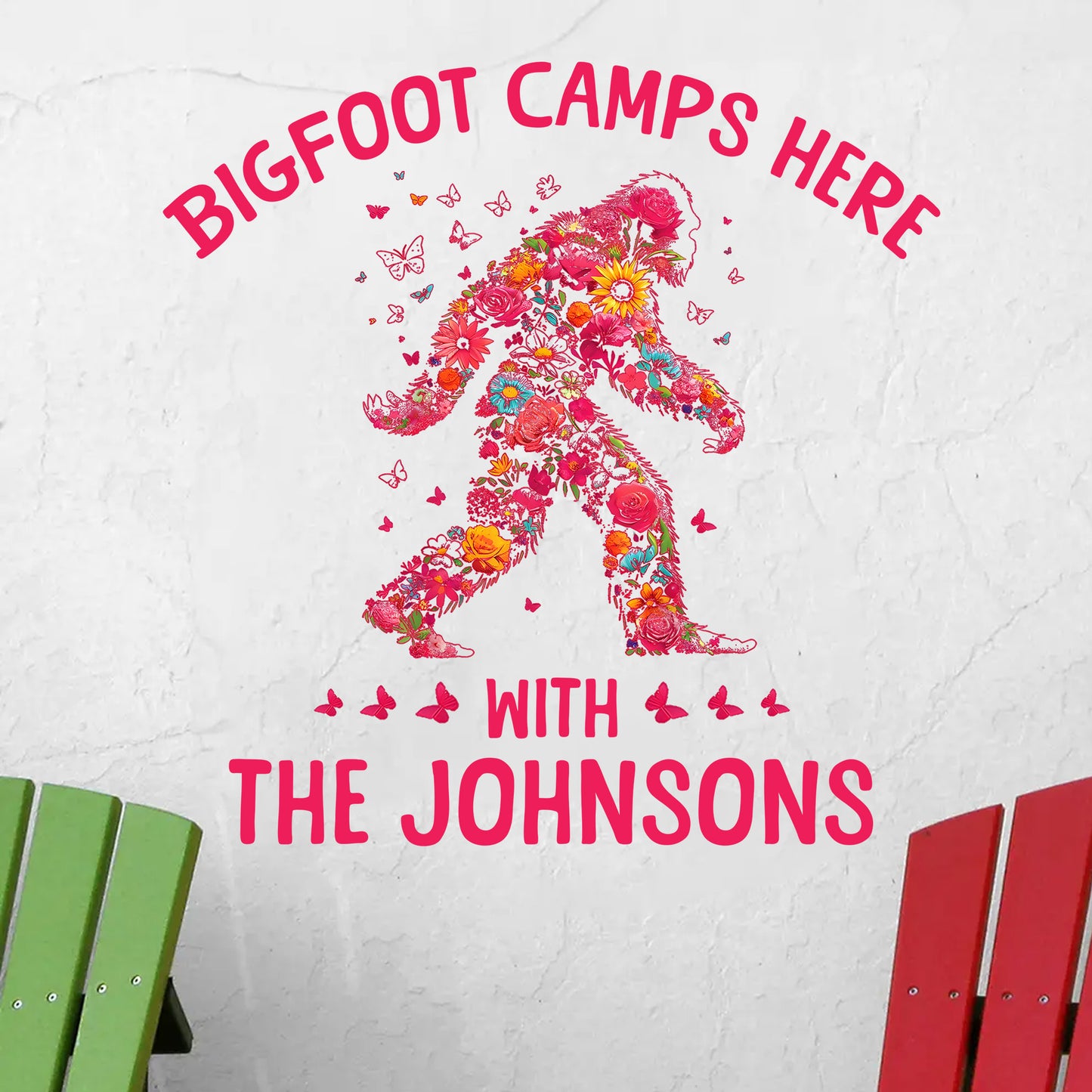 Bigfoot Camps Here - Personalized Bigfoot Decal