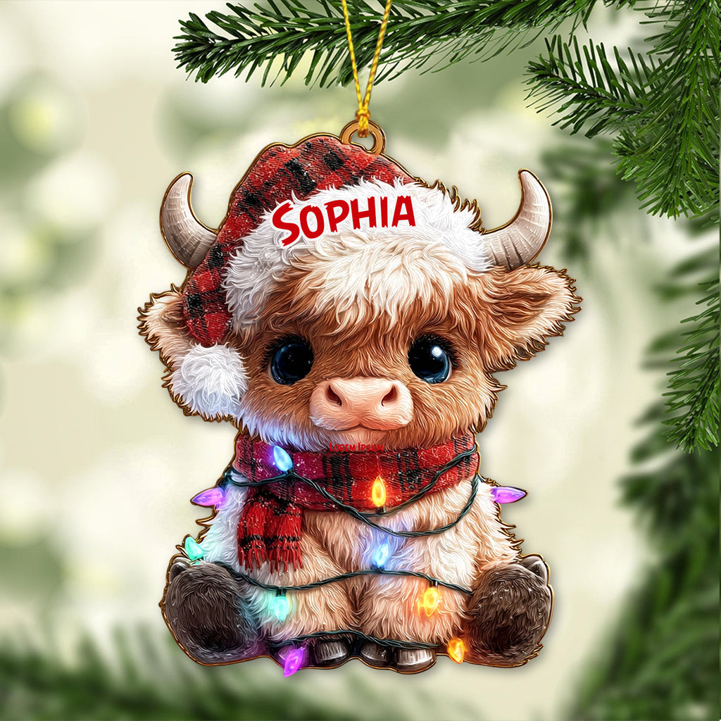 Christmas Highland Cow - Personalized Highland Cow Ornament